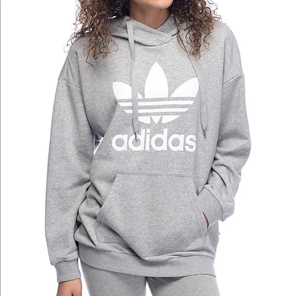 grey adidas logo hoodie